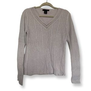 Calvin Klein Cream V-neck Sweater XL
